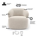 Ver imagem 3 de Kit 02 Poltronas Giratória e 01 Sofá Orgânico Glee 03 Lugares 170cm Veludo Bege - Desk Design