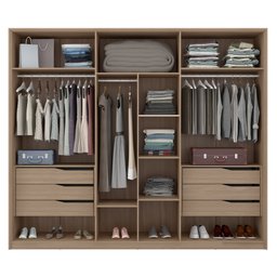 Guarda Roupa Casal 6 Portas Atrice Cômoda Lume 5 Gavetas e Cabeceira King Petra Avena Touch Demartêz - 3
