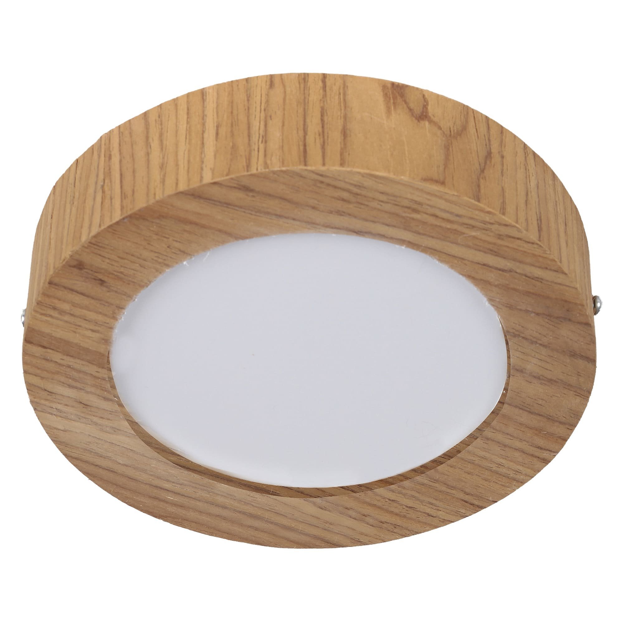 Plafon Wood Madeira Redondo Led 18cm Bivolt Freijó:6400k Branco Frio - 3