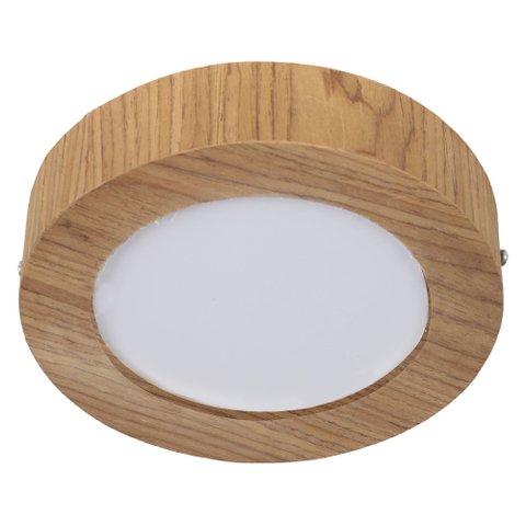 Plafon Wood Madeira Redondo Led 18cm Bivolt Freijó 12w -6500k Branco Frio