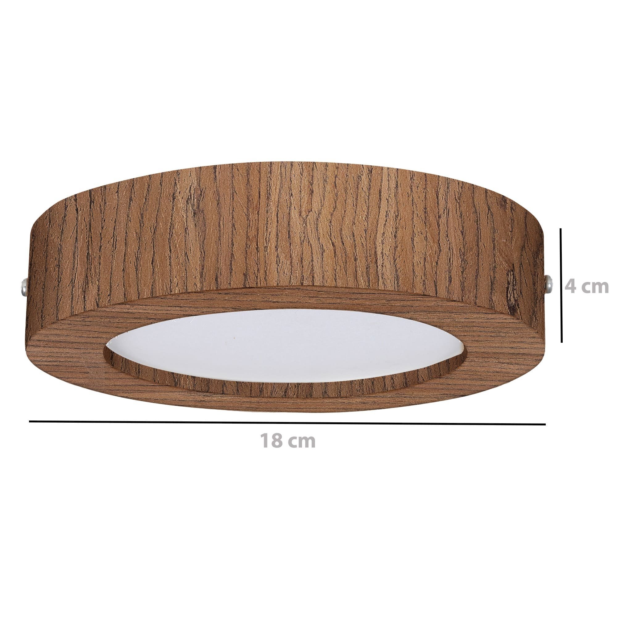 Plafon Wood Madeira Redondo Led 18cm Bivolt Freijó:6400k Branco Frio - 6