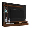 Ver imagem 1 de Painel Tv Eros 55 Polegadas 135x160cm Led Prateleira Vidro Nichos:preto/canela