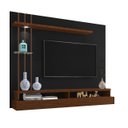 Ver imagem 1 de Painel Tv Eros 55 Polegadas 135x160cm Led Prateleira Vidro Nichos:preto/canela