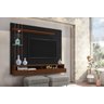 Painel Tv Eros 55 Polegadas 135x160cm Led Prateleira Vidro Nichos:preto/canela - 2