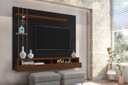 Ver imagem 2 de Painel Tv Eros 55 Polegadas 135x160cm Led Prateleira Vidro Nichos:preto/canela