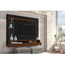 Ver imagem 2 de Painel Tv Eros 55 Polegadas 135x160cm Led Prateleira Vidro Nichos:preto/canela