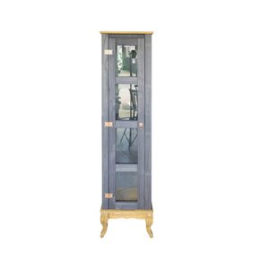 Torre de Madeira Pé Usinado 1 Porta 3 Prateleiras Rústico D161vl Azul