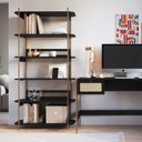 Ver imagem 3 de Estante 180 Cm 6 Prateleiras Palhinha Pé Metal Oslo Artesano | Nero/dourado