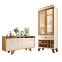 Ver imagem 1 de Conjunto Decorativo Cristaleira e Buffet Aparador Andorra-Noeli 2 Portas MDF-MDP Off White Gran Belo