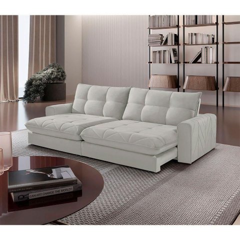 Sofá Firenze Veludo 02 Módulos de 120cm Meu Sofá Online B026 Veludo Prata