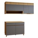 Ver imagem 2 de Cozinha Completa Modulada 3 Peças 5 Portas 2 Gavetas 100% MDF Realeza Premium Cinza/Carvalho/Titânio