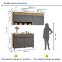 Ver imagem 3 de Cozinha Completa Modulada 3 Peças 5 Portas 2 Gavetas 100% MDF Realeza Premium Cinza/Carvalho/Titânio