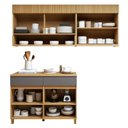 Ver imagem 4 de Cozinha Completa Modulada 3 Peças 5 Portas 2 Gavetas 100% MDF Realeza Premium Cinza/Carvalho/Titânio