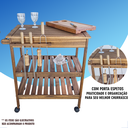 Ver imagem 6 de Carrinho Gourmet Mesa Churrasco Churrasqueira Madeira Maciça Pinus Multiuso Auxiliar Vintage Retro