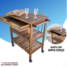 Carrinho Gourmet Mesa Churrasco Churrasqueira Madeira Maciça Pinus Multiuso Auxiliar Vintage Retro - 5