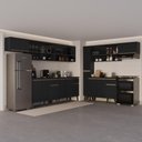 Ver imagem 1 de Armário de Cozinha Completa Atlanta Move com Vidro Carraro Preto Touch