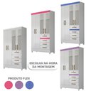 Ver imagem 4 de Guarda Roupa Infantil com Espelho 4 Portas 4 Gavetas Branco Lilás Flex Sarah Shop Jm
