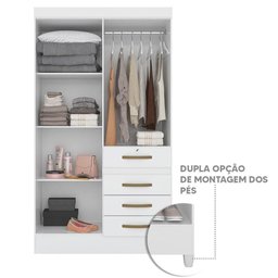 Guarda Roupa Infantil com Espelho 4 Portas 4 Gavetas Branco Lilás Flex Sarah Shop Jm - 3