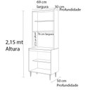 Ver imagem 3 de Paneleiro 4 Portas Milla com Espaço para Forno ou Microndas Amendoa Off White Puxador Aluminio