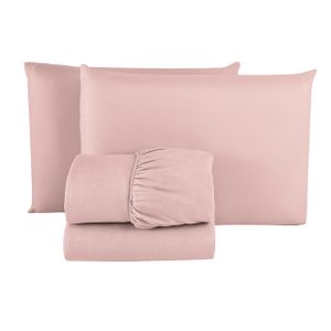 Jogo de Lençol Casal Queen com Elástico Microfibra Premium 04 Peças Jogo de Cama Box 30cm Altura:ros