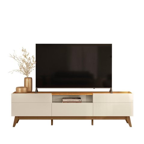 Rack Bancada Diadema Off White/Canela para TV até 75” - Mobler