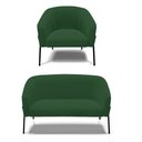 Ver imagem 1 de Sofá Namoradeira e Poltrona Pé de Ferro Preto Stella Veludo D03 - D'Rossi Verde
