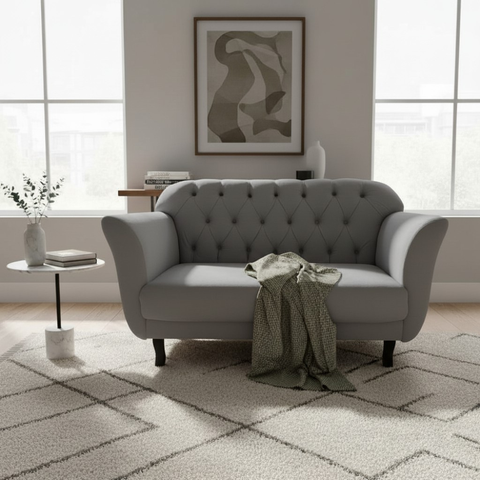 Namoradeira Decorativa Dália Bouclé Cinza Claro