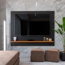 Ver imagem 4 de Painel Ripado Tv 50 Polegadas com Prateleira Monaco - Preto e Cedro