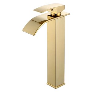 Torneira Banheiro Cascata Alta Dourado C/ Monocomando