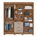 Ver imagem 3 de Guarda Roupa Roupeiro Eldorado Porta Objetos Espelho 5 Portas 3 Gavetas Carvalho Fendi Moval