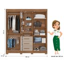 Ver imagem 2 de Guarda Roupa Roupeiro Eldorado Porta Objetos Espelho 5 Portas 3 Gavetas Carvalho Fendi Moval