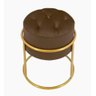 Puff Banqueta Estofado Decorativo Base de Ferro Capitonê Suede Marrom Eli Móveis e Decoração - 1
