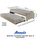 Ver imagem 2 de Bicama Box Solteiro Courino Linho Bege Areia 88x188 com Dois Colchões Airtech Molas Ensacadas
