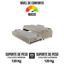 Ver imagem 6 de Bicama Box Solteiro Courino Linho Bege Areia 88x188 com Dois Colchões Airtech Molas Ensacadas