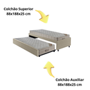 Ver mais imagens de Bicama Box Solteiro Courino Linho Bege Areia 88x188 com Dois Colchões Airtech Molas Ensacadas