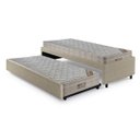 Ver imagem 1 de Bicama Box Solteiro Courino Linho Bege Areia 88x188 com Dois Colchões Airtech Molas Ensacadas