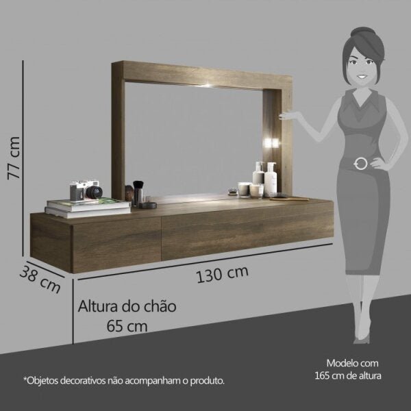 Conjunto Quarto de Casal Guarda-Roupa com Espelho 10 Portas e Camarim com Espelho Espresso Móveis - 5