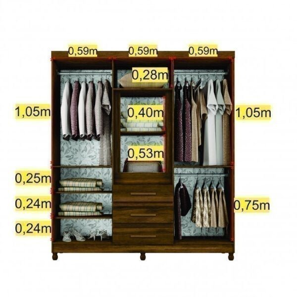 Conjunto Quarto de Casal Guarda-Roupa com Espelho 10 Portas e Camarim com Espelho Espresso Móveis - 4