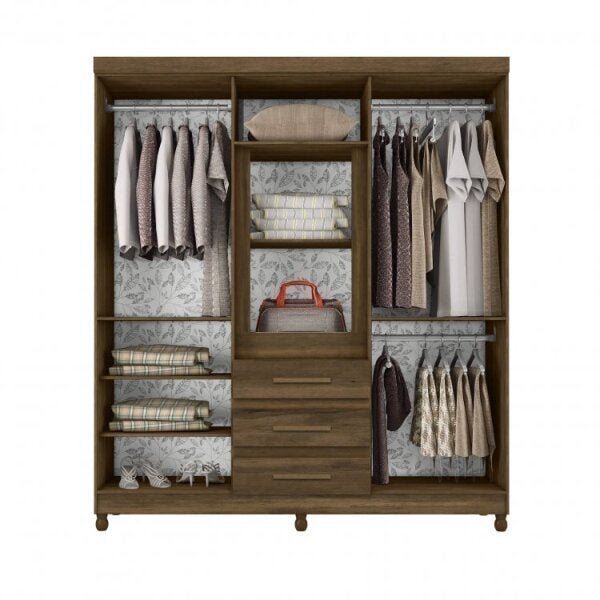 Conjunto Quarto de Casal Guarda-Roupa com Espelho 10 Portas e Camarim com Espelho Espresso Móveis - 3