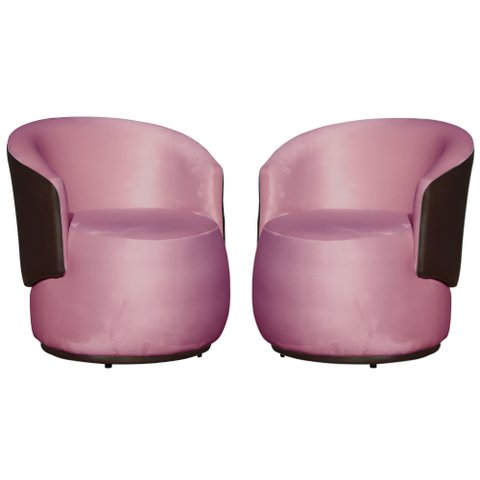Kit 2 Poltronas para Recepção Confortável Orgânica - Veludo - Sv Decor:rosa Chiclete