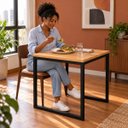 Ver imagem 5 de Mesa de Jantar Reforçada Industrial 70x60cm Tampo Bege Pés Preto