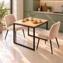 Ver imagem 1 de Mesa de Jantar Reforçada Industrial 70x60cm Tampo Bege Pés Preto