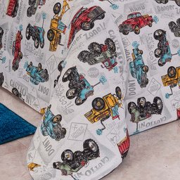 Edredom Diverkids Solteiro Infantil Malha Estampada 1 Peça - Carrinhos Azul - 2