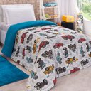 Ver imagem 1 de Edredom Diverkids Solteiro Infantil Malha Estampada 1 Peça - Carrinhos Azul