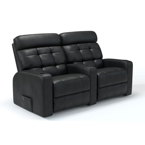 Sofá 2 Lugares Reclinável Elétrico em Corino Importado Cor Preto Linha Cinema