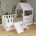 Ver imagem 1 de Bicama Casinha com Telhado Mdf Kit Escada e Grades Anatômica Branco Mobilistore