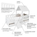 Ver imagem 3 de Bicama Casinha com Telhado Mdf Kit Escada e Grades Anatômica Branco Mobilistore