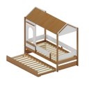 Ver imagem 2 de Bicama Casinha com Janela LED e Grade de Proteção Aria Casatema MadeiraOriginals Marrom/Nogueira/Branco