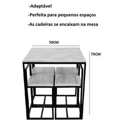 Conjunto Mesa 4 Cadeiras Pequena Estofado Amarelo Industrial Wood Box - 2