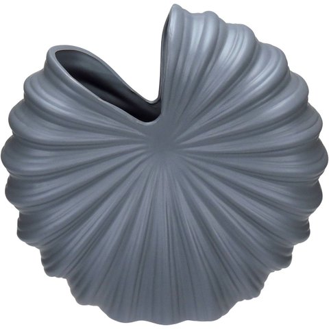 Vaso Decorativo Enfeite Planta Aparador Cerâmica 24x24x9cm Cinza